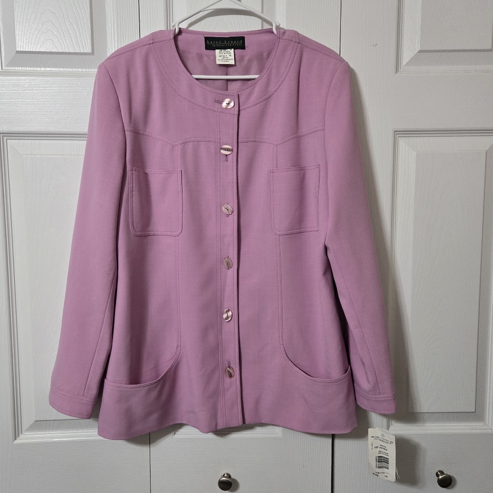 Lilac Purple Button-up Blazer Jacket Fully Lined, Size 14, New With Tags